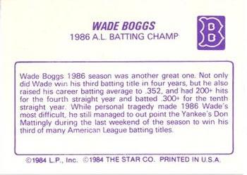1987 Star Award Winners #NNO Wade Boggs Back