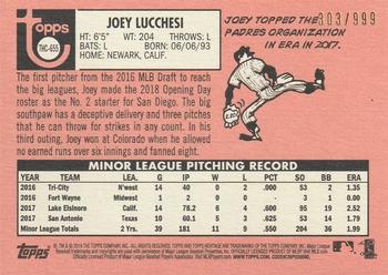 2018 Topps Heritage - Chrome #THC-655 Joey Lucchesi Back