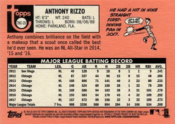 2018 Topps Heritage - Chrome Purple Refractor #THC-20 Anthony Rizzo Back