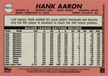 2018 Topps Heritage - Real One Autographs #ROA-HA Hank Aaron Back