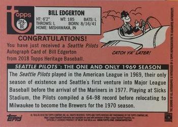 2018 Topps Heritage - Seattle Pilots Autographs #SPA-BE Bill Edgerton Back