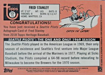 2018 Topps Heritage - Seattle Pilots Autographs #SPA-FS Fred Stanley Back