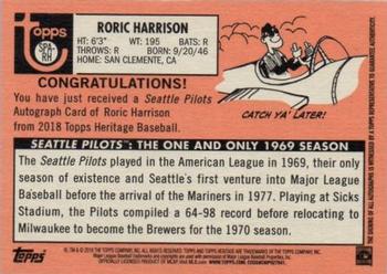2018 Topps Heritage - Seattle Pilots Autographs #SPA-RH Roric Harrison Back