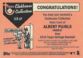 2018 Topps Heritage - Clubhouse Collection Relics #CCR-AP Albert Pujols Back