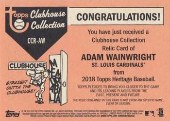 2018 Topps Heritage - Clubhouse Collection Relics #CCR-AW Adam Wainwright Back