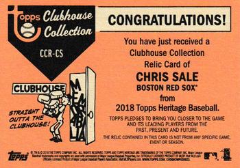 2018 Topps Heritage - Clubhouse Collection Relics #CCR-CS Chris Sale Back