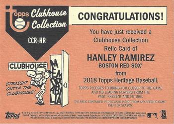 2018 Topps Heritage - Clubhouse Collection Relics #CCR-HR Hanley Ramirez Back