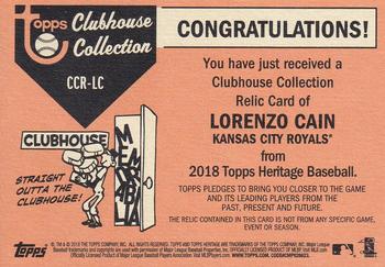 2018 Topps Heritage - Clubhouse Collection Relics #CCR-LC Lorenzo Cain Back