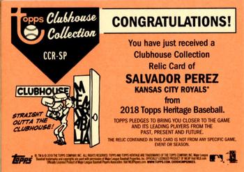 2018 Topps Heritage - Clubhouse Collection Relics #CCR-SP Salvador Perez Back