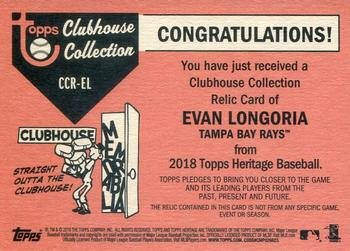 2018 Topps Heritage - Clubhouse Collection Relics Gold #CCR-EL Evan Longoria Back