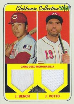 2018 Topps Heritage - Clubhouse Collection Dual Relics #CCDR-BV Johnny Bench / Joey Votto Front