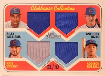 2018 Topps Heritage - Clubhouse Collection Quad Relics #CCQR-WRBR Billy Williams / Anthony Rizzo / Kris Bryant / Addison Russell Front