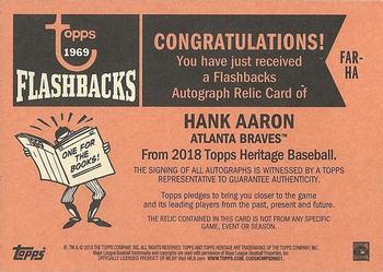2018 Topps Heritage - Flashbacks Autograph Relics #FAR-HA Hank Aaron Back