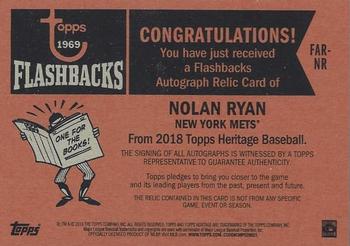 2018 Topps Heritage - Flashbacks Autograph Relics #FAR-NR Nolan Ryan Back