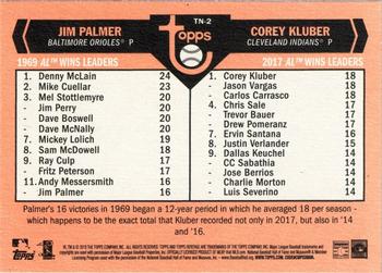 2018 Topps Heritage - Then and Now #TN-2 Jim Palmer / Corey Kluber Back