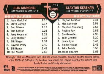 2018 Topps Heritage - Then and Now #TN-3 Juan Marichal / Clayton Kershaw Back