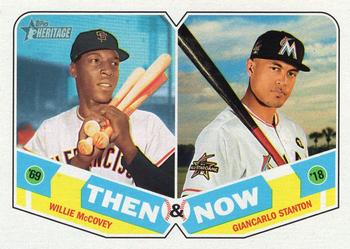 2018 Topps Heritage - Then and Now #TN-8 Willie McCovey / Giancarlo Stanton Front