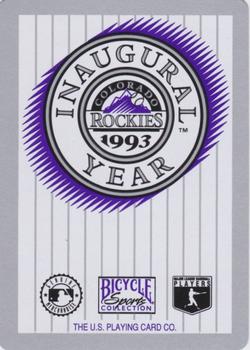 1993 Bicycle Colorado Rockies Playing Cards #3♦ Dante Bichette Back