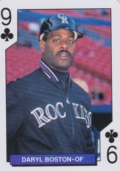 1993 Bicycle Colorado Rockies Playing Cards #9♣ Daryl Boston Front