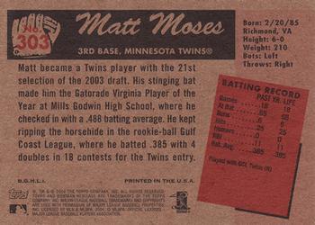2004 Bowman Heritage #303 Matt Moses Back