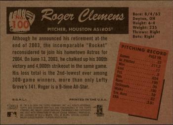 2004 Bowman Heritage #100 Roger Clemens Back
