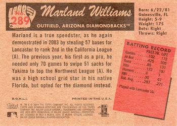 2004 Bowman Heritage #289 Marland Williams Back
