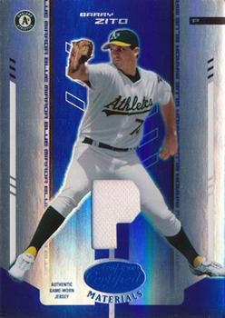 2004 Leaf Certified Materials - Mirror Fabric Blue Position #18 Barry Zito Front
