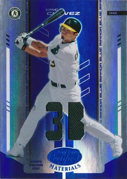2004 Leaf Certified Materials - Mirror Fabric Blue Position #58 Eric Chavez Front