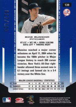 2004 Leaf Certified Materials - Mirror Fabric Blue Position #139 Mike Mussina Back