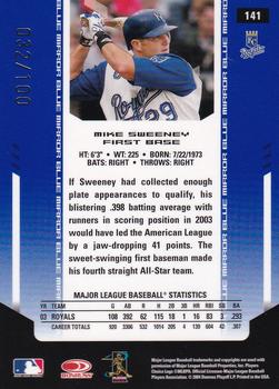 2004 Leaf Certified Materials - Mirror Fabric Blue Position #141 Mike Sweeney Back