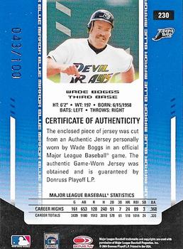 2004 Leaf Certified Materials - Mirror Fabric Blue Position #230 Wade Boggs Back