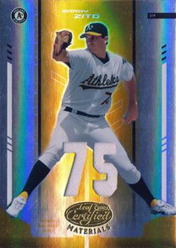 2004 Leaf Certified Materials - Mirror Fabric Gold Number #18 Barry Zito Front