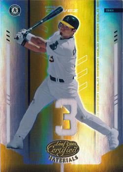 2004 Leaf Certified Materials - Mirror Fabric Gold Number #58 Eric Chavez Front