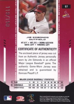 2004 Leaf Certified Materials - Mirror Fabric Red #97 Jim Edmonds Back