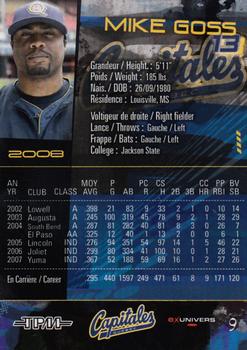 2008 Quebec Capitales #9 Mike Goss Back