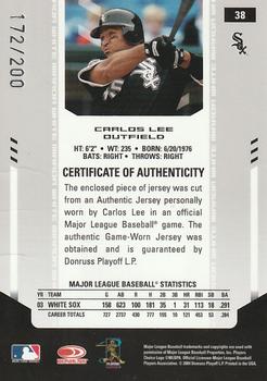 2004 Leaf Certified Materials - Mirror Fabric White #38 Carlos Lee Back