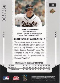 2004 Leaf Certified Materials - Mirror Fabric White #89 Jay Gibbons Back