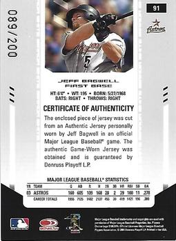 2004 Leaf Certified Materials - Mirror Fabric White #91 Jeff Bagwell Back