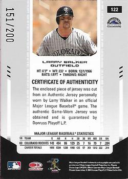 2004 Leaf Certified Materials - Mirror Fabric White #122 Larry Walker Back