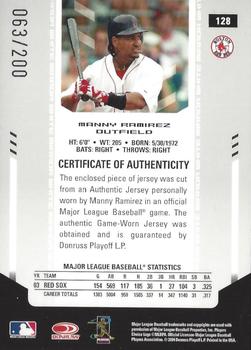 2004 Leaf Certified Materials - Mirror Fabric White #128 Manny Ramirez Back