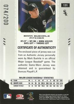 2004 Leaf Certified Materials - Mirror Fabric White #131 Mark Buehrle Back