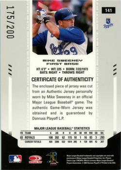 2004 Leaf Certified Materials - Mirror Fabric White #141 Mike Sweeney Back