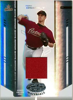 2004 Leaf Certified Materials - Mirror Fabric White #166 Roy Oswalt Front