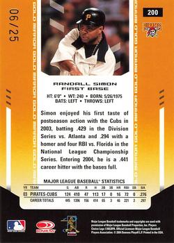 2004 Leaf Certified Materials - Mirror Gold #200 Randall Simon Back