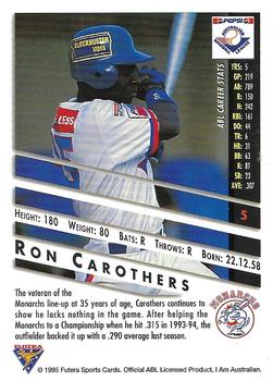 1995 Futera ABL #5 Ron Carothers Back