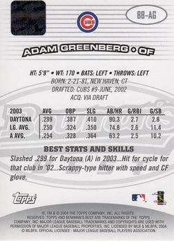 2004 Bowman's Best #BB-AG Adam Greenberg Back