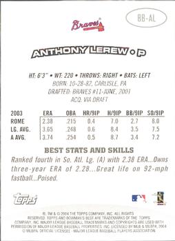 2004 Bowman's Best #BB-AL Anthony Lerew Back