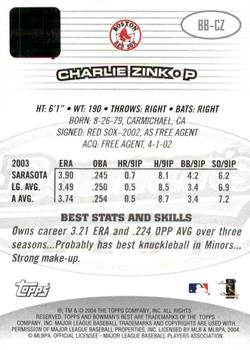 2004 Bowman's Best #BB-CZ Charlie Zink Back