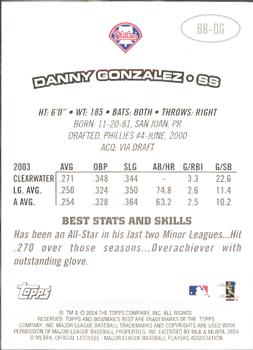 2004 Bowman's Best #BB-DG Danny Gonzalez Back