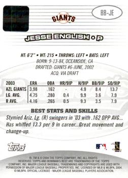 2004 Bowman's Best #BB-JE Jesse English Back